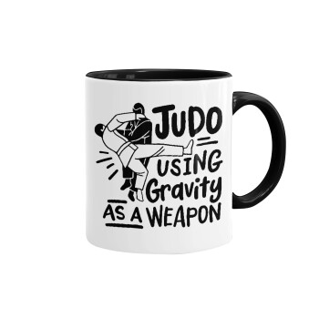 Judo using gravity as a weapon, Mug colored black, ceramic, 330ml