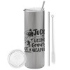 Eco friendly stainless steel Silver tumbler 600ml, with metal straw & cleaning brush