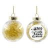 Transparent Christmas tree ball ornament with gold filling 8cm