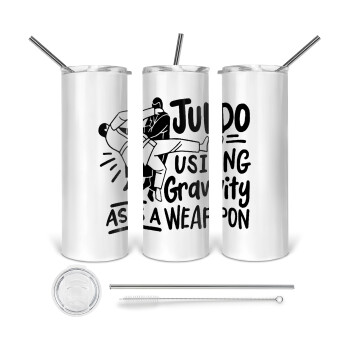 Judo using gravity as a weapon, Tumbler stainless steel 600ml, with metal straw & cleaning brush