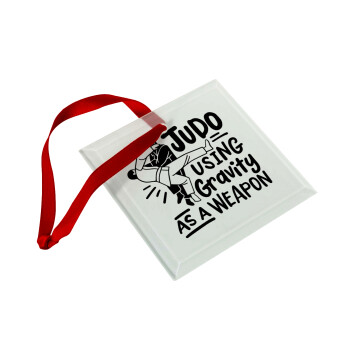 Judo using gravity as a weapon, Christmas ornament, glass square ornament 9x9cm