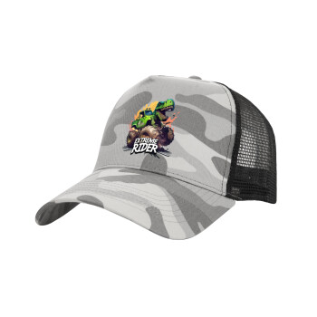 Extreme rider Dyno, Adult Structured Trucker Hat, with Mesh, (Camouflage) Army Camo (100% COTTON, ADULT, UNISEX, ONE SIZE)