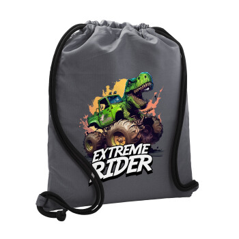 Extreme rider Dyno, Τσάντα πλάτης πουγκί GYMBAG ΓΚΡΙ, με τσέπη (40x48cm) & χονδρά κορδόνια