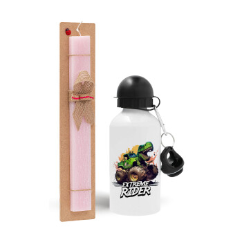 Extreme rider Dyno, Easter Set, metallic aluminum bottle (500ml) & aromatic flat Easter candle (30cm) (PINK)