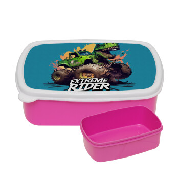 Extreme rider Dyno, ΡΟΖ παιδικό δοχείο φαγητού (lunchbox) πλαστικό (BPA-FREE) Lunch Βox M18 x Π13 x Υ6cm