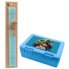 Easter Set, children's snack container BLUE & Easter aromatic flat candle (30cm) (TURQUOISE)