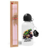 Easter Set, metallic aluminum bottle (500ml) & aromatic flat Easter candle (30cm) (PINK)