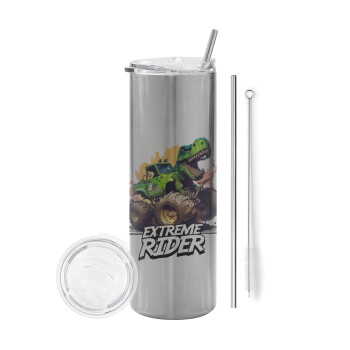 Extreme rider Dyno, Tumbler stainless steel Silver 600ml, with metal straw & cleaning brush