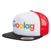 Adult Foam Flat Snapback with Mesh Black-White-Red (POLYESTER, ADULT, UNISEX, ONE SIZE)