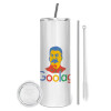 Eco friendly stainless steel tumbler 600ml, with metal straw & cleaning brush