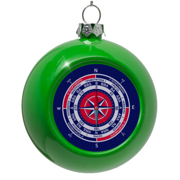 Wind compass, Green Christmas tree ornament bauble 8cm