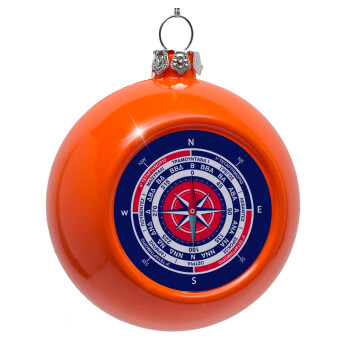 Wind compass, Orange Christmas tree ornament bauble 8cm