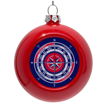 Wind compass, Red Christmas tree ornament bauble 8cm