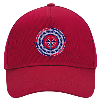 Wind compass, Adult Ultimate Hat RED, (100% COTTON DRILL, ADULT, UNISEX, ONE SIZE)