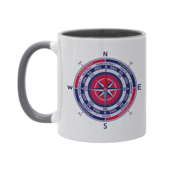 Wind compass, Mug colored grey, ceramic, 330ml