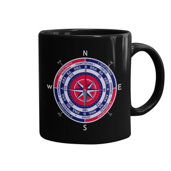 Wind compass, Mug black, ceramic, 330ml