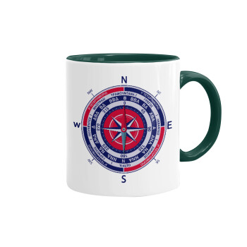 Wind compass, Mug colored green, ceramic, 330ml