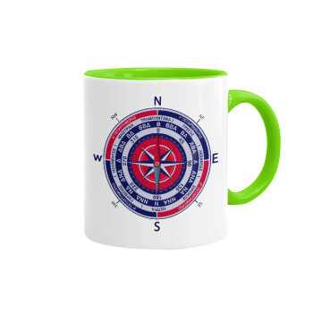 Wind compass, Mug colored light green, ceramic, 330ml