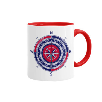 Wind compass, Mug colored red, ceramic, 330ml