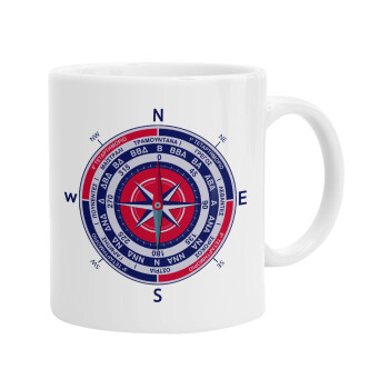 Wind compass, Ceramic coffee mug, 330ml (1pcs)