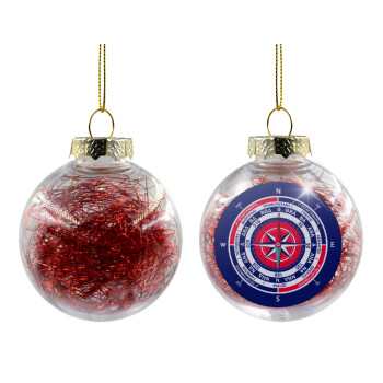 Wind compass, Transparent Christmas tree ball ornament with red filling 8cm