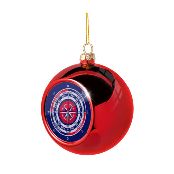 Wind compass, Χριστουγεννιάτικη μπάλα δένδρου Κόκκινη 8cm