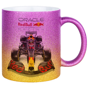 Redbull Racing Team F1, Κούπα Χρυσή/Ροζ Glitter, κεραμική, 330ml