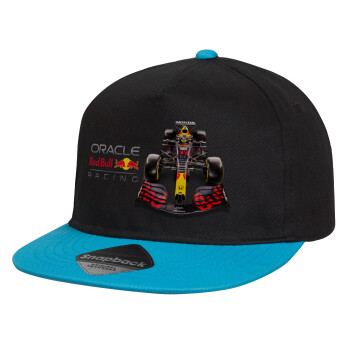 Redbull Racing Team F1, Child's Flat Snapback Hat, Black/Blue (100% COTTON, CHILD, UNISEX, ONE SIZE)