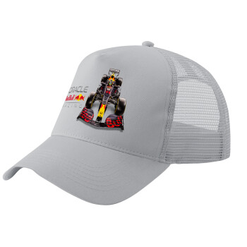 Redbull Racing Team F1, Adult Structured Trucker Hat, with Mesh, GRAY (100% COTTON, ADULT, UNISEX, ONE SIZE)