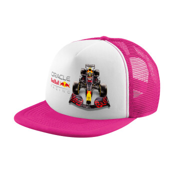 Redbull Racing Team F1, Καπέλο παιδικό Soft Trucker με Δίχτυ ΡΟΖ/ΛΕΥΚΟ (POLYESTER, ΠΑΙΔΙΚΟ, ONE SIZE)