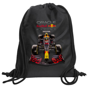 Redbull Racing Team F1, Τσάντα πλάτης πουγκί GYMBAG Μαύρη, με τσέπη (40x48cm) & χονδρά κορδόνια