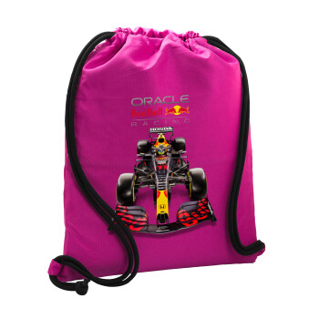 Redbull Racing Team F1, Backpack pouch GYMBAG Fuchsia, with pocket (40x48cm) & thick cords