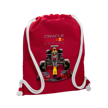 Redbull Racing Team F1, Backpack pouch GYMBAG Red, with pocket (40x48cm) & thick cords