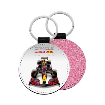 Redbull Racing Team F1, Μπρελόκ Δερματίνη, στρογγυλό ΡΟΖ (5cm)
