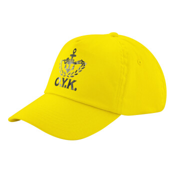 Ο.Υ.Κ., Child's Baseball Cap, 100% Cotton Twill, Yellow (COTTON, CHILD, UNISEX, ONE SIZE)