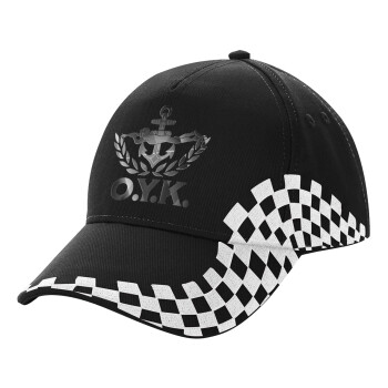 Ο.Υ.Κ., Adult Ultimate BLACK RACING Cap, (100% COTTON DRILL, ADULT, UNISEX, ONE SIZE)