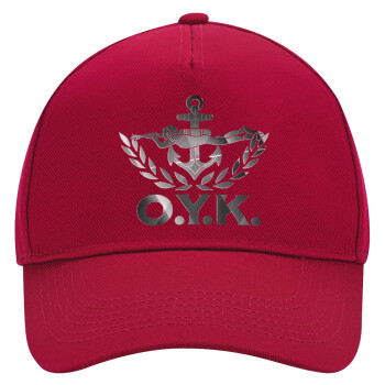 Ο.Υ.Κ., Adult Ultimate Hat RED, (100% COTTON DRILL, ADULT, UNISEX, ONE SIZE)