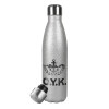 Metallic Glitter Silver Thermos Flask (Stainless steel), double-walled, 500ml