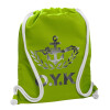 Backpack bag GYMBAG LIME GREEN, with pocket (40x48cm) & thick cords