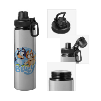 Bluey dog, Metallic water bottle with safety cap, 850ml aluminum