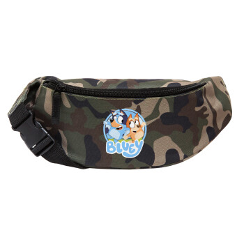 Bluey dog, Unisex waist bag (banana) in Jungle camouflage color with 2 pockets