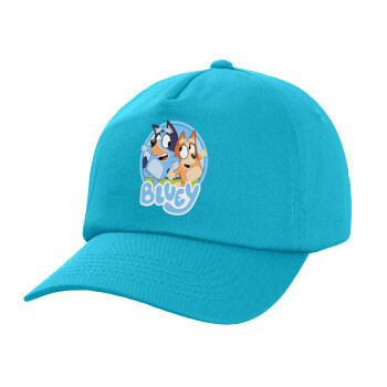 Bluey dog, Καπέλο παιδικό Baseball, 100% Βαμβακερό Twill, Γαλάζιο (ΒΑΜΒΑΚΕΡΟ, ΠΑΙΔΙΚΟ, UNISEX, ONE SIZE)