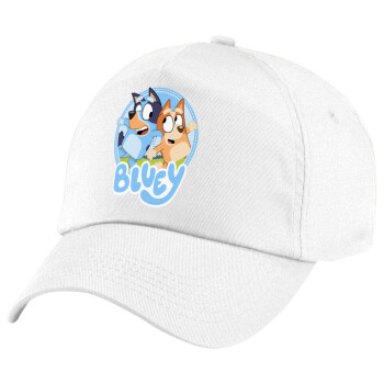 Bluey dog, Children's Baseball Cap, 100% Cotton Twill, White (COTTON, CHILDREN'S, UNISEX, ONE SIZE)