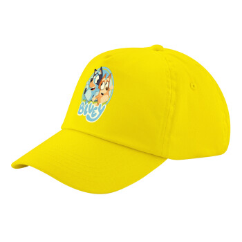 Bluey dog, Child's Baseball Cap, 100% Cotton Twill, Yellow (COTTON, CHILD, UNISEX, ONE SIZE)