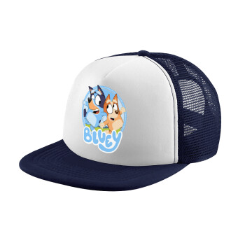 Bluey dog, Children's Soft Trucker Cap with Dark Blue/White Mesh (POLYESTER, CHILDREN, ONE SIZE)