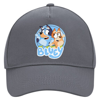 Bluey dog, Ultimate Adult Hat Grey, (100% COTTON DRILL, ADULT, UNISEX, ONE SIZE)