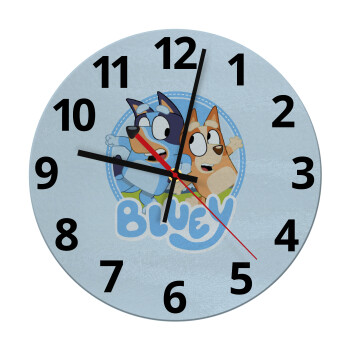 Bluey dog, Ρολόι τοίχου γυάλινο (30cm)