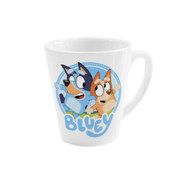 Bluey dog, Κούπα κωνική Latte Λευκή, κεραμική, 300ml