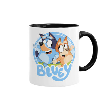 Bluey dog, Mug colored black, ceramic, 330ml