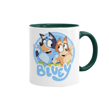 Bluey dog, Mug colored green, ceramic, 330ml